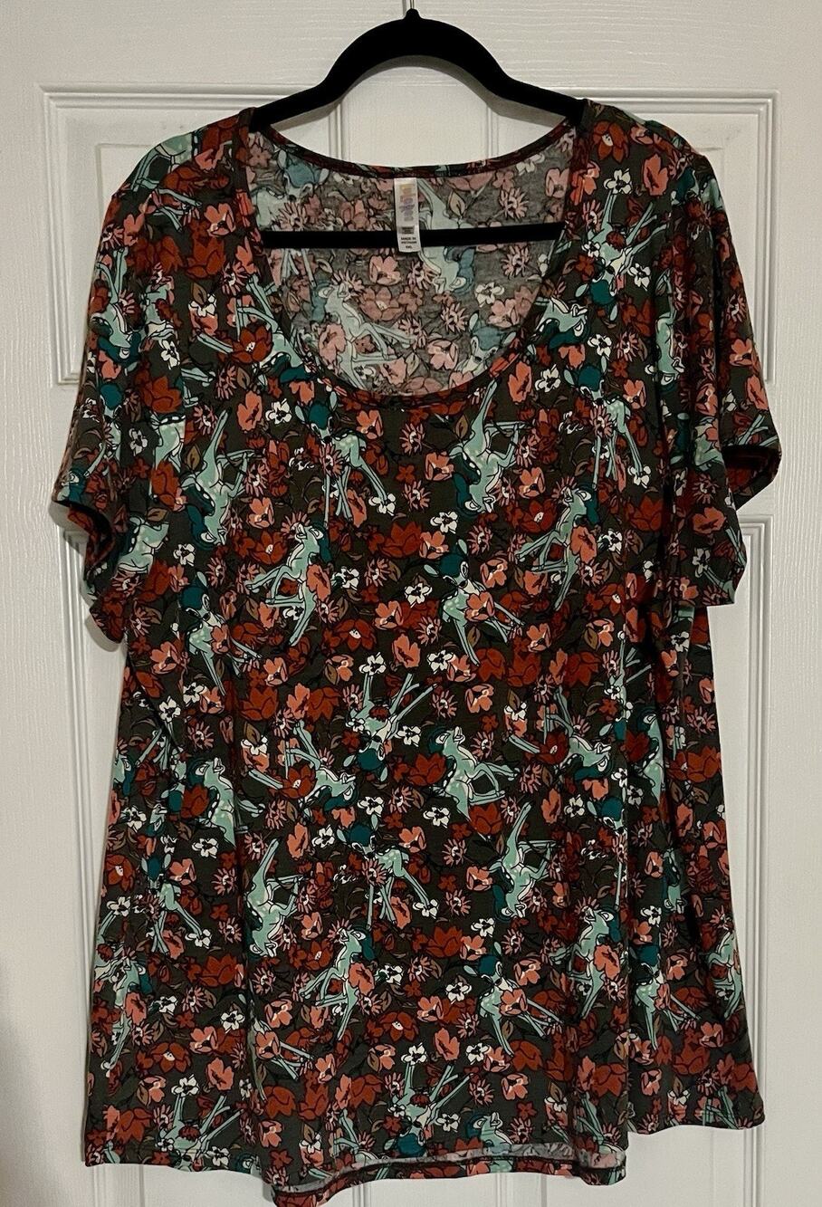 Lularoe Disney Bambi Floral Print T-Shirt Top 3XL